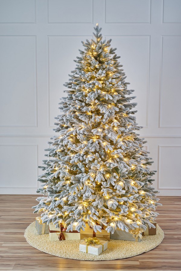 Ель заснеженная со встроенной гирляндой Версальская 100% литая хвоя Max Christmas 210 см.