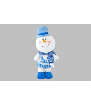 Мягкая игрушка Снеговик, стоящий в шапке, световой