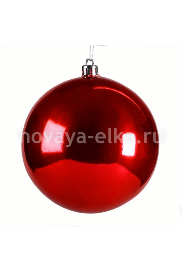 Новогодний шар красный глянцевый, пластик, диаметр 8 см