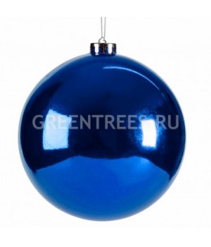 Новогодний шар синий глянцевый, пластик, диаметр 8 см