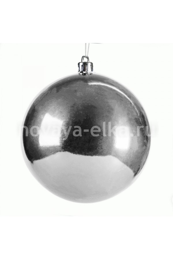 Новогодний шар серебряный глянцевый, пластик, диаметр 8 см
