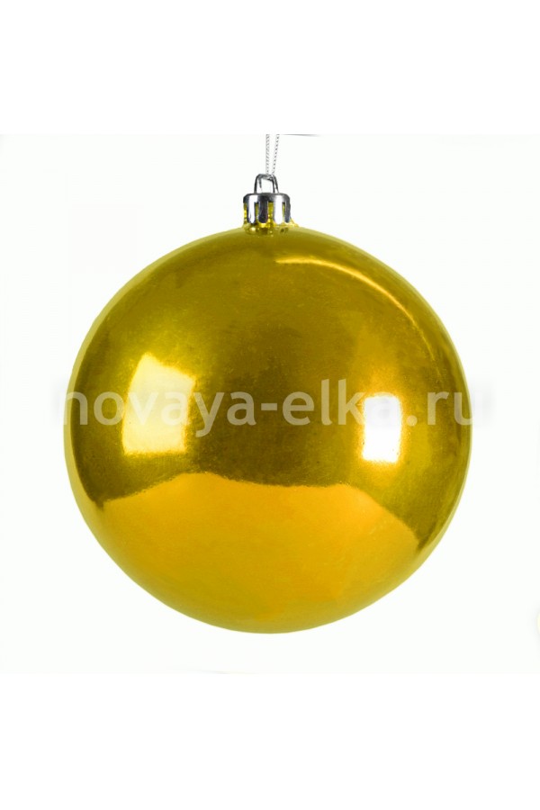 Новогодний шар золотой глянцевый пластик, диаметр 8 см
