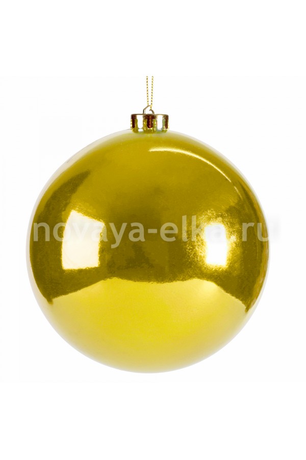 Новогодний шар золотой глянцевый пластик, диаметр 10 см