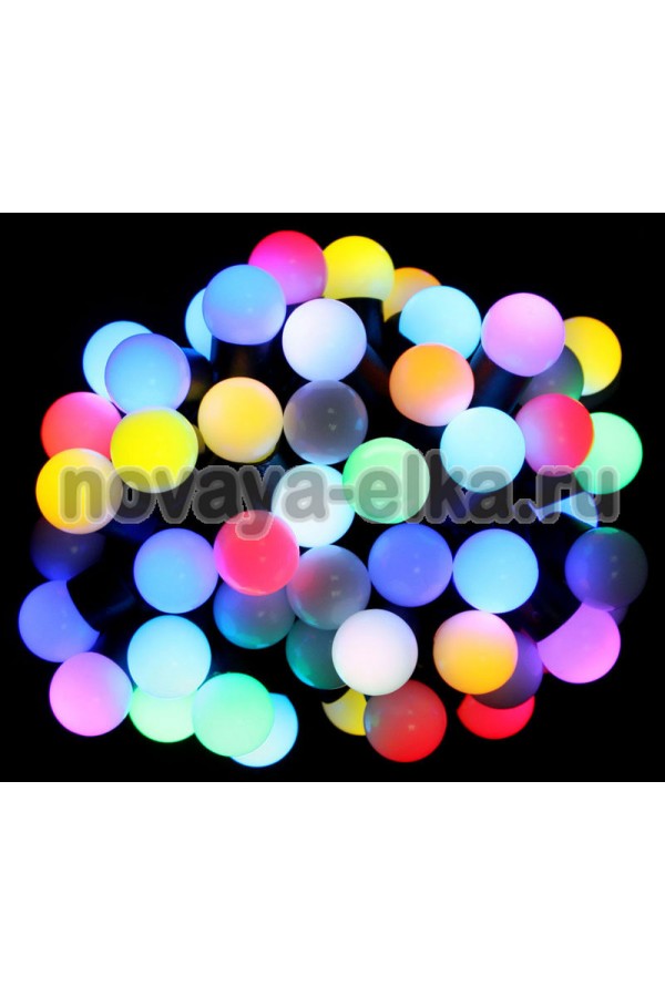 Шарики Rich LED 7,5 м., RGB автосмена цвета, соединяемая, 50 LED шарика 23 мм., 220 В, IP65